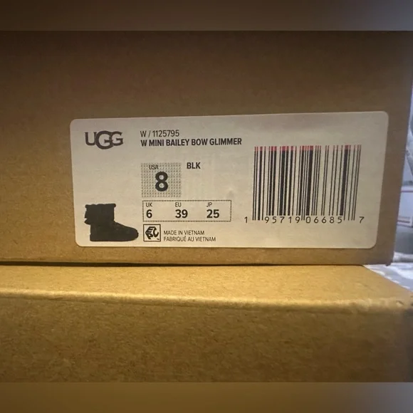 UGG‎ Mini Bailey Bow Glimmer Black Boots - Picture 11 of 14